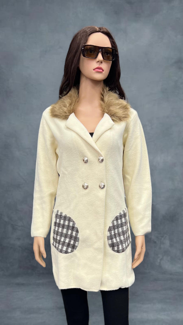 Premium Quality  Vloriastar Wool Long Coat With Fur AH04119