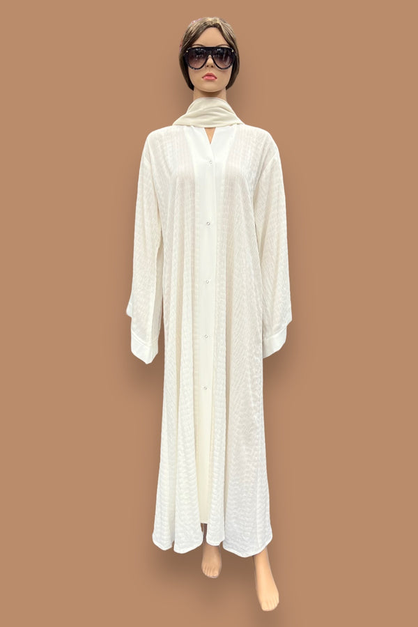 Cremy White Gown Crinkle Abaya AH04798