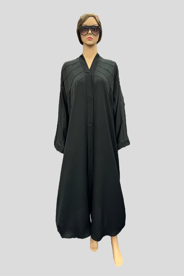 Black Gown Piping Abaya AH04803