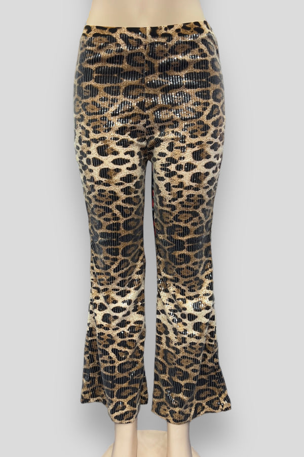 Leopard Star Bell-bottom Pants AH04078