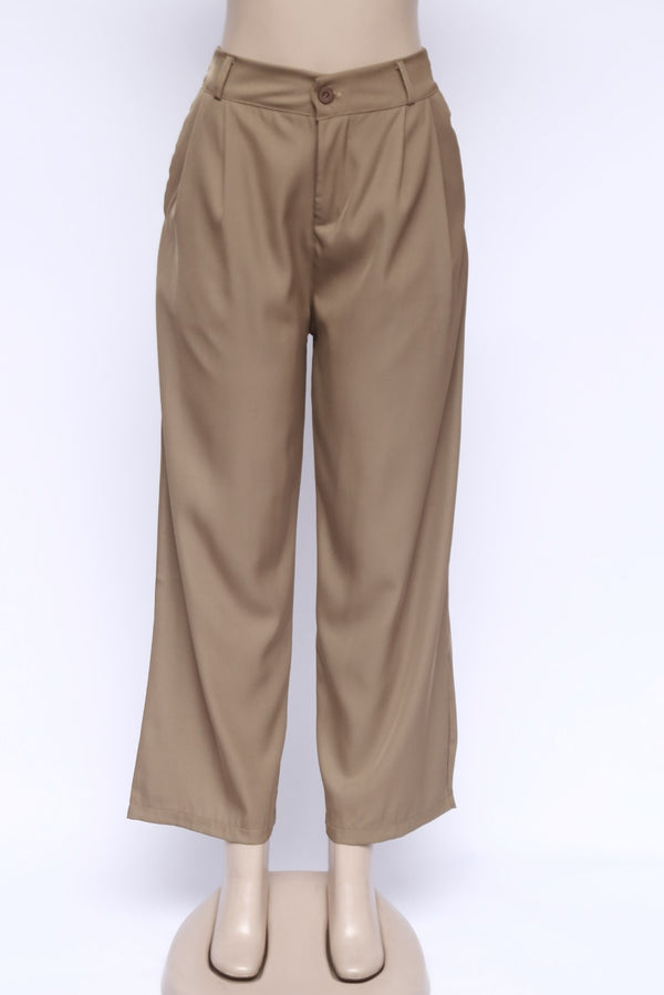 Straight Pants With Stretchable Waist At Back AH4352